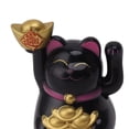 thumbnail image 3 of Riousery 2-Inch Solar Powered Waving Arm Lucky Cat Ornament, Welcoming Wealth Fortune Cat Decorative Figurine for Office Desk, Car Dashboard, and Home Decor - Black Variant, 3 of 9