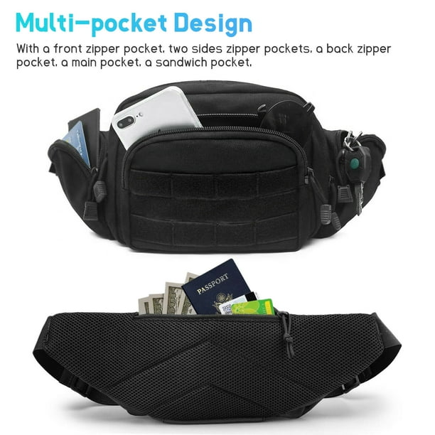Tactical Fanny Pack for Men Waterproof Waist Pack Utility EDC Pouch  Military Hip Belt Bag for Hiking, Camping, Fishing 