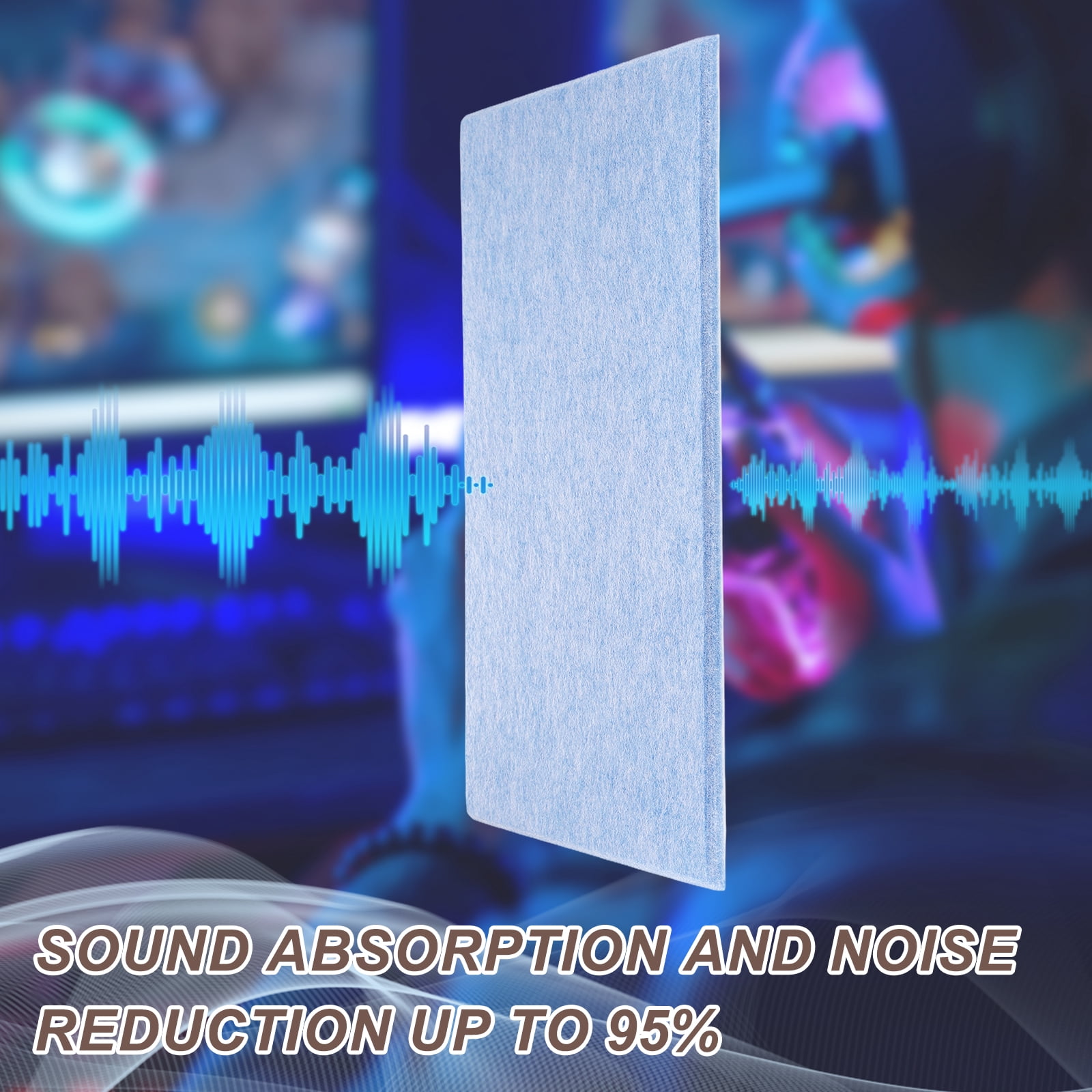 Uxcell 12pcs Acoustic Panels High-Density Sound Proof Felt Self Stick Non-Slip Pads 16"x12"x0.35", Light Blue