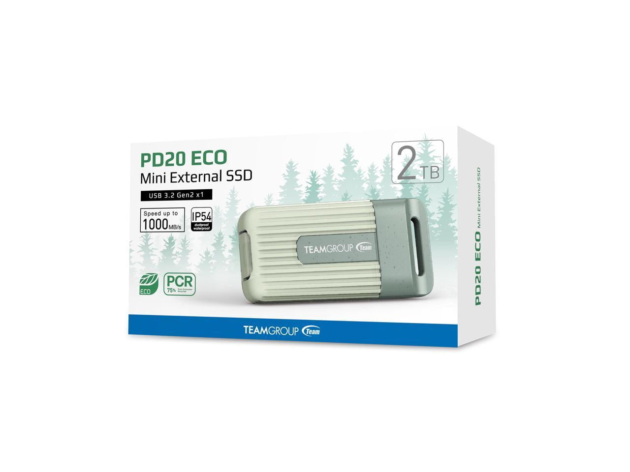 Team Group PD20 ECO 2TB USB type-C mini external SSD, speed Up to 1,000 MB/s (TPSEG4002T0C102)