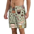 thumbnail image 2 of Kll Coffee Makers Macaroons Chocolate Men'S Casual Summer Beach Shorts Hawaiian Shorts With Pockets-Small, 2 of 9