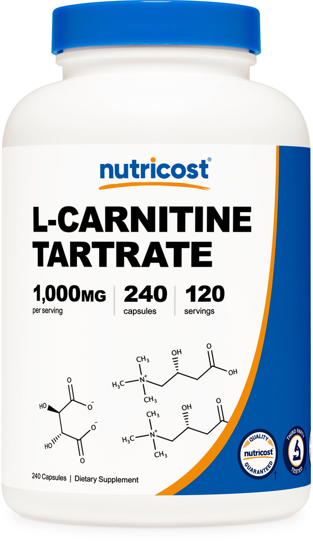Nutricost L-Carnitine Tartrate Supplement 500mg, 240 Capsules, 1000mg per Serving