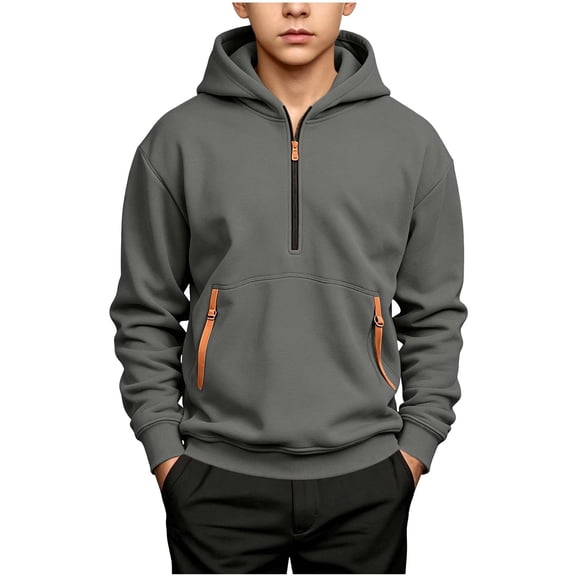 Fancifize Half Zip Fleece Hoodies for Boys, Teens Hooded Sweatshirt with Pockets, Casual Fall Pullover Tops 5-15 Years