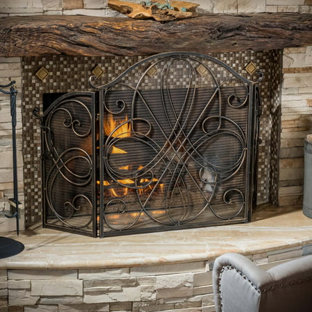 Oxford 3 Panel Iron Fireplace Screen (Best Paint For Fireplace Mantel)
