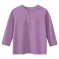 thumbnail image 4 of Efsteb Girls Long Sleeve Shirts Loose Fashion Button V Neck Dressy Casual Blouses Casual Comfy Cute Tops Solid Color Blouses (Purple,11 Years), 4 of 5