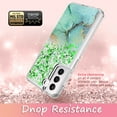 thumbnail image 6 of Samsung Galaxy S21 FE Phone Case, Rosebono Hybrid Bling Glitter Sparkle Epoxy Graphic Marble Colorful Silicone Skin Cover Armor Case for Samsung Galaxy S21 FE (Green), 6 of 6