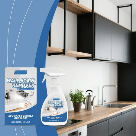 Wall Stain Remover Spray 355ml -Wall Cleaner for Tough Marks Dirt Grime on Painted Walls & Wallpaper Ingredients Long-Lasting Results Wall Stain Remover Spray 355ml -Wall Cleaner for Tough Marks Dirt Grime on Painted Walls & Wallpaper Ingredients Long-Lasting Results