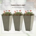 thumbnail image 4 of Outsunny Set of 3 Tall Planters with Drainage Hole, 28" Outdoor Flower Plant Pots, Indoor Planters for Porch Patio and Deck, Gray, 4 of 10