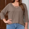 thumbnail image 5 of JUSLIO Plus Size Womens Blouses Cotton Relaxed Fit Shirts Tops Solid Long sleeve Shirts Tops Khaki XL, 5 of 8