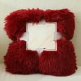 thumbnail image 4 of Surpdew Decorative Soft Long Pile Fluffy Faux Throw Blanket 50" X 60", Solid Luxury Fuzzy Plush Blanket For Couch Sofa Bed, Accent Shaggy Lightweight Blankets For Pet,Thick,Warm Wine, 4 of 6