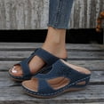 thumbnail image 6 of Womens Open Toe Slide Sandals T-Strap Arch Support Wedges Shoes Comfortable Slip On Summer Sandals, 6 of 8