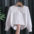 thumbnail image 3 of Dlentnea Kids Girls Cotton Shirts Blouse Button down Collar Classic Long Sleeve School Uniform Dress Shirt Tops, 3 of 7