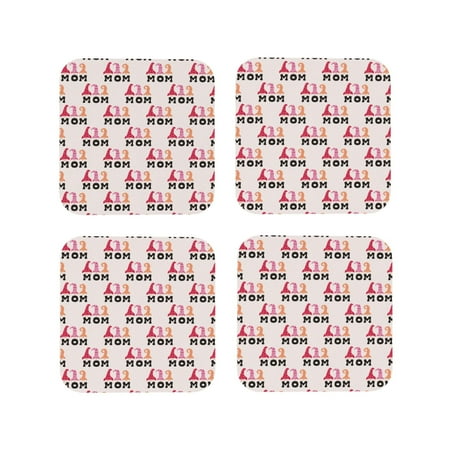 

Fuzoiu Mothers Day Print Leather Coasters Set Drink Coasters Set of 4 for Tabletop Protection Durable PVC Coasters Home Décor and Housewarming Gift-Square