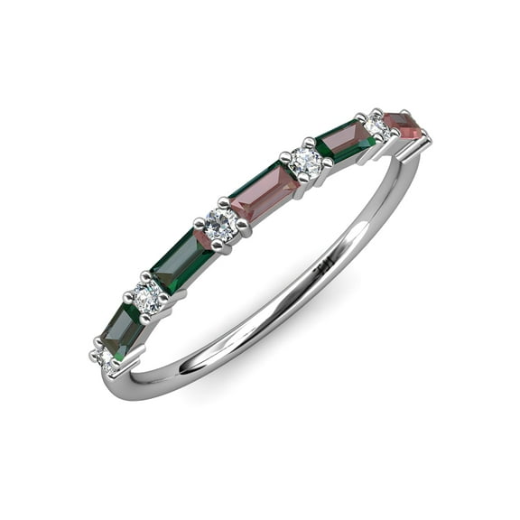 TriJewels 1.05 ctw Baguette Lab Created Alexandrite and Round Lab Grown Diamond Wedding Band in 14K Gold