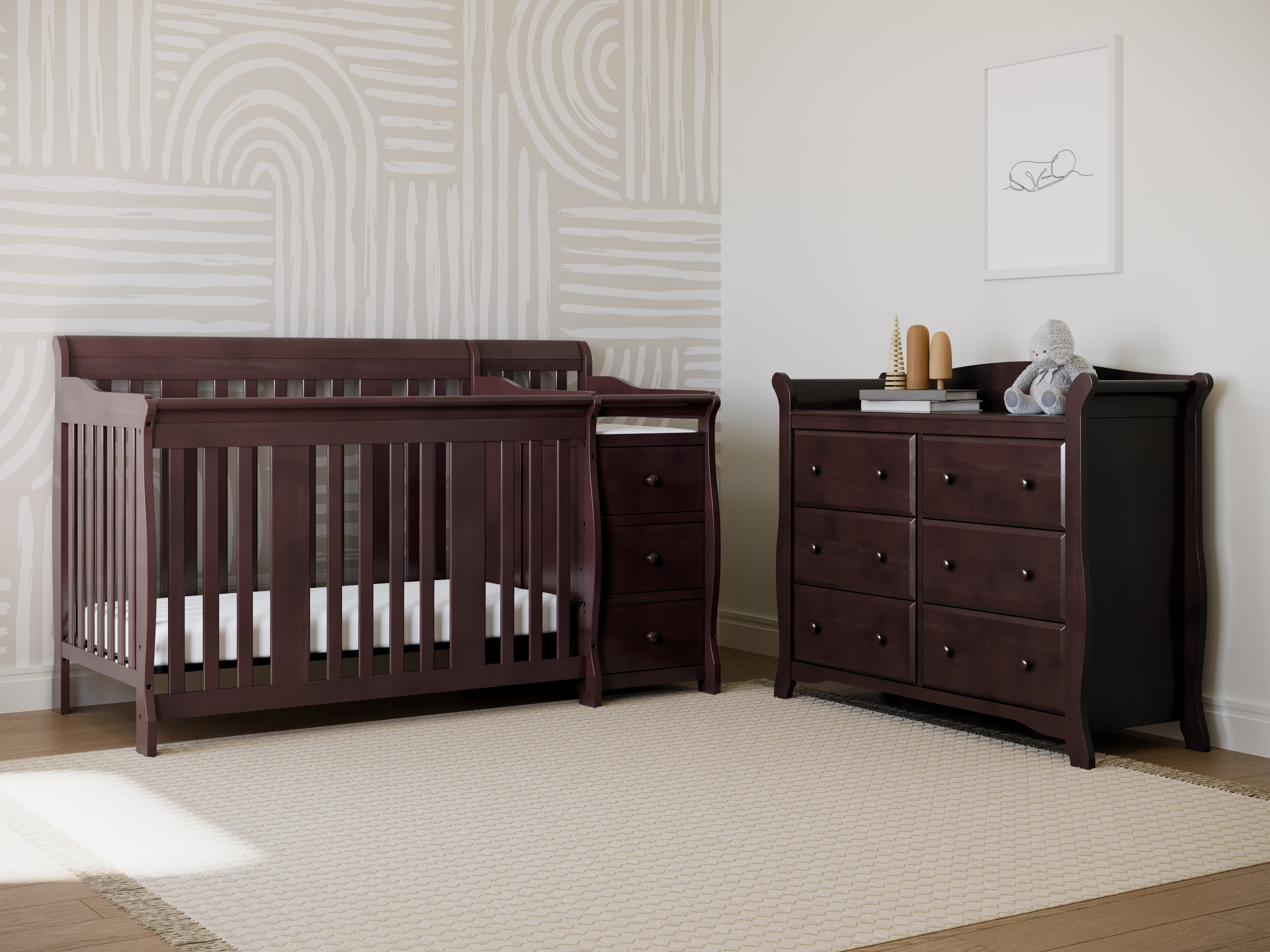 Storkcraft Portofino 5-in-1 Convertible Baby Crib and Changer, Espresso