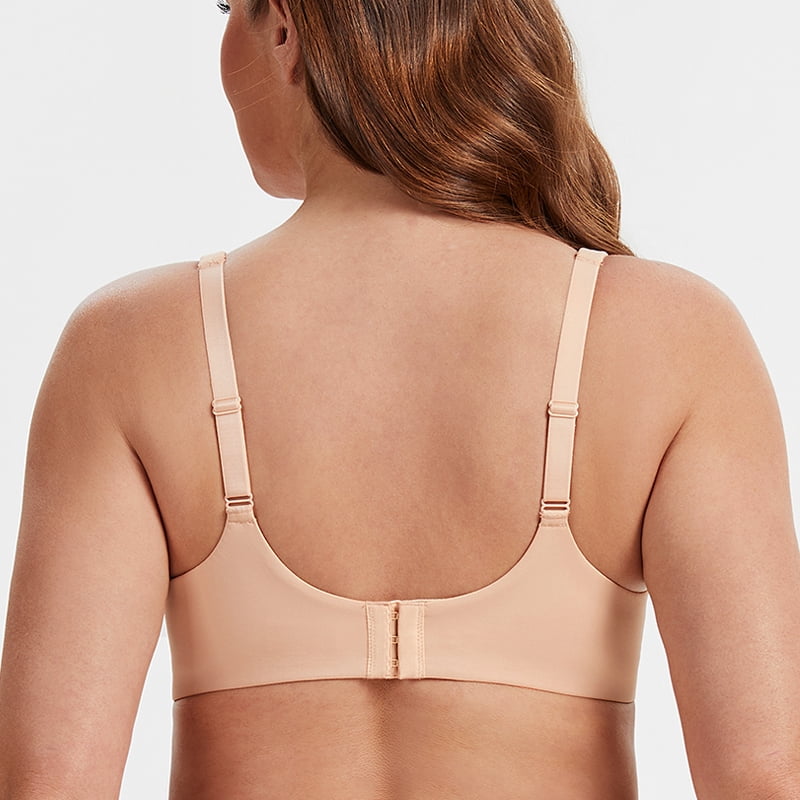 MELENECA Women's Plus Size Minimizer Underwire Full Coverage Unlined Seamless Cup Bras Beige 38F