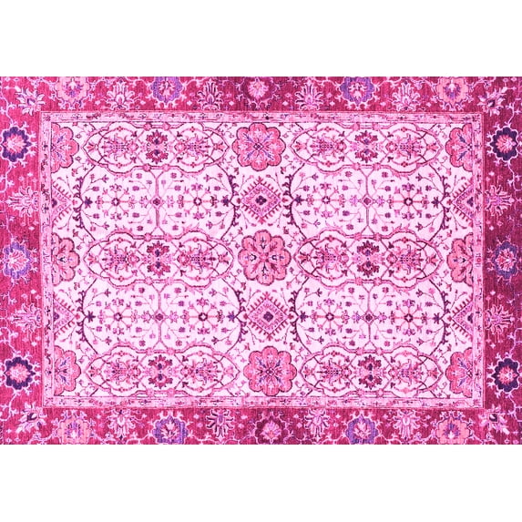 Ahgly Company Indoor Rectangle Oriental Pink Traditional Area Rugs, 5' x 7'