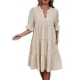 thumbnail image 1 of WRKEKC Robes d'Été Décontractées pour Femmes, Robes d'Été Grande Taille, Robe Grande Sans Manches en Lin et de Couleur Unie pour Femmes, 1 of 9