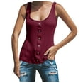 thumbnail image 1 of Timegard Plus Size Tank Tops for Women Round Neck Button Sleeveless Tops Casual Solid Color Knit Tee, 1 of 5