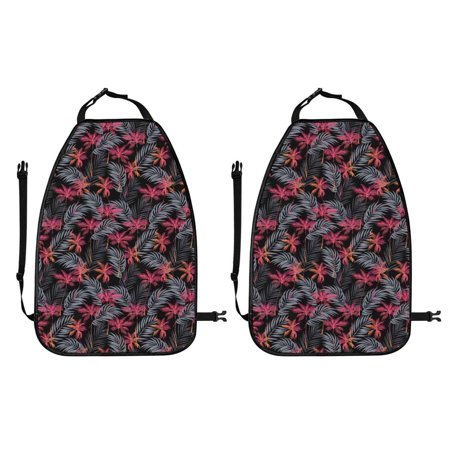 Kdxio Colorful Hawaii Palms Print 2 Pack Car Kick Mat Seat Cover Back Protector Mat with Pockets for Organizer Backseat Protector and Storage Anti Kick Pad for Vehicles