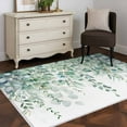 thumbnail image 3 of Area Rug 3'x5', Teal Eucalyptus Leaves Non-slip Runner Rug Carpet for Bedside, Spring Floral Summer Botanical Washable Outdoor Indoor Area Rugs Mat for Entryway/Living Room/Bedroom/Kitchen/Office, 3 of 9