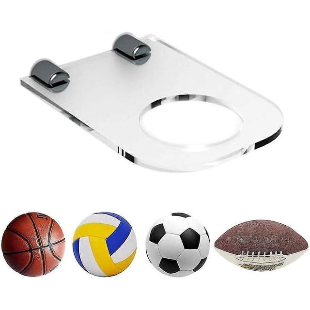 Acrylic Wall Mounted Ball Holder Display | Sports Ball Storage Shelf for Football, Basketball, Volleyball