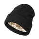 thumbnail image 3 of Gorro de punto de invierno con forro de satén y diseño con puños, suave, unisex Negro, 3 of 9