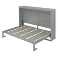 thumbnail image 3 of Queen Size Murphy Bed, Wood Wall Bed, Hidden Horizontal Folding Platform Bed for Guest Room, Home Office, Gray, 3 of 7