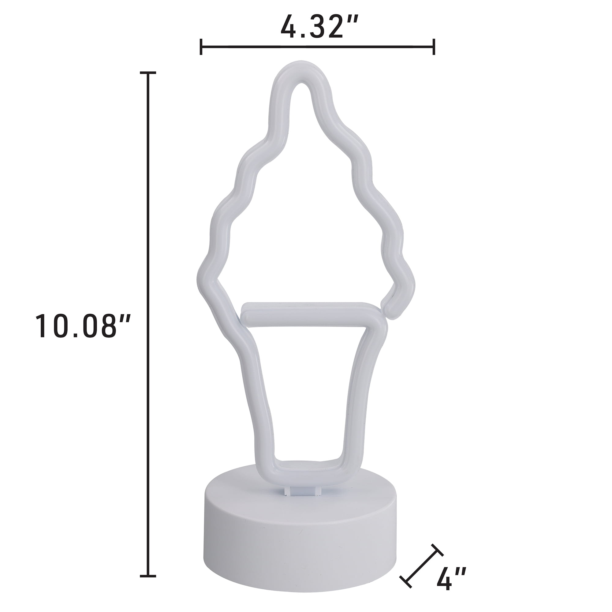 Xtreme Lit 10" Pink and Yellow Ice Cream Table Neon Lamp, 4 Hour Timer, Battery Powered 3 AA Batteries