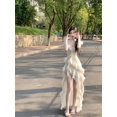 thumbnail image 6 of Irregular Dresses Women Floral Ruffles Sleeveless V Neck Backless French Style Sweet Elegant Dress Party Princess, 6 of 14