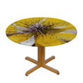 thumbnail image 3 of PIKWEEK  Round Fitted Tablecloth Art Yellow Flower Purple Leaves Table Cloth with Elastic Edged Waterproof Wipeable Round Table Cover for Patio Parties Outdoor Decor, 3 of 7
