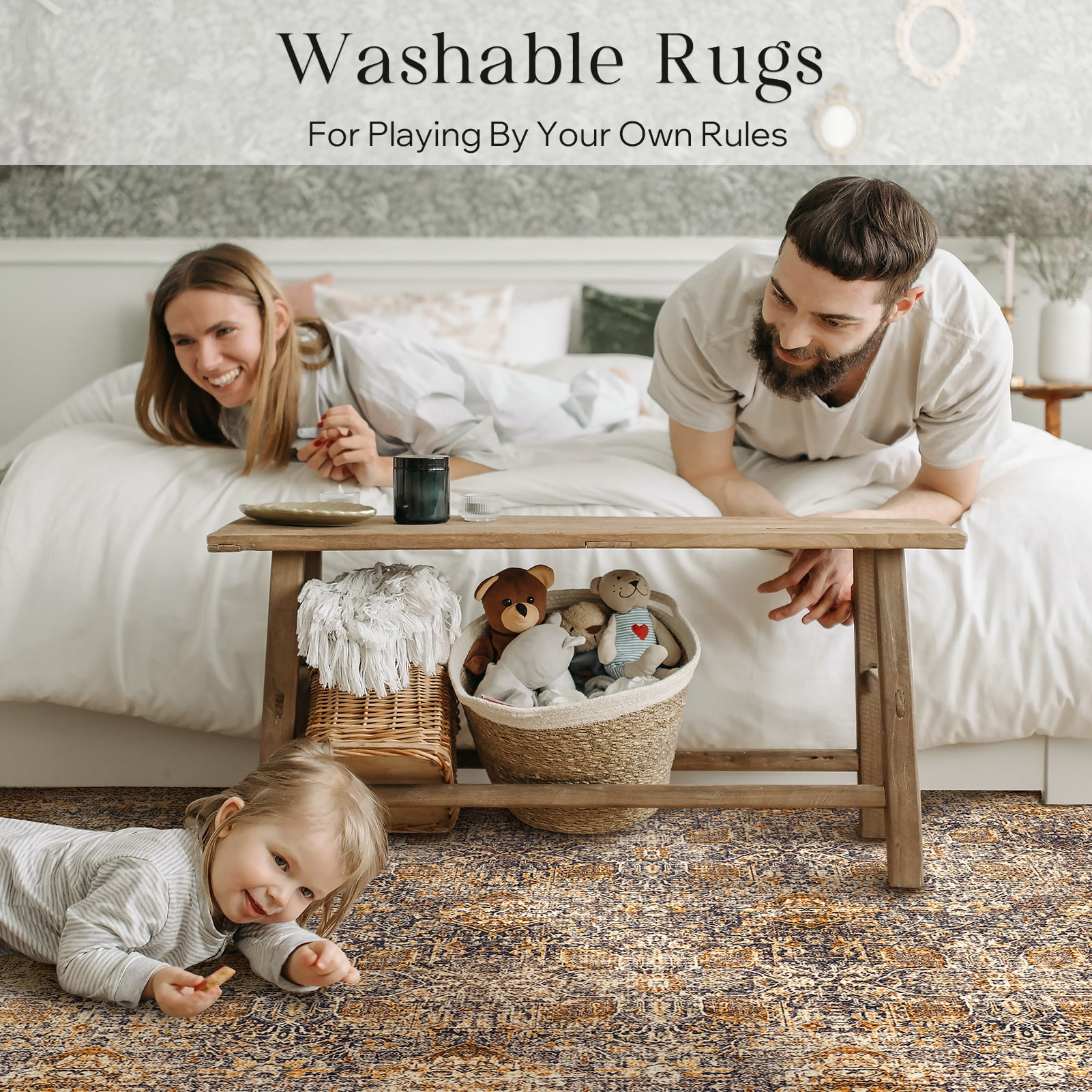 Phantoscope 2'x8' Washable Runner Rug Indoor Vintage Distressed Floral Carpet Non-Slip Low-Pile Hallway Rug for Entryway Kitchen Bedroom, Dark Coffee