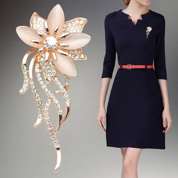 Yesbay 3 Pcs Women Flower Brooch Pin Shiny Rhinestone Party Jewelry Scarf Garment Gift,Brooch Pin