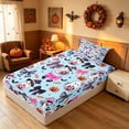 thumbnail image 5 of Homewish Cute Coquette Ghost Twin Sheets, Halloween Bat Pumpkin Candy Bedding, Sky Blue, 3pcs (1 Flat Sheet, 1 Fitted Sheet and 1 Pillowcase), 5 of 6