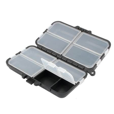 M Buder 9 Compartments Fishing Tackle Box Portable Plastic Fishing Storage Case Lure Box Organizer Small Pocket Bait Holder 4.25 x 2.25 x 1 in / 10.79 x 5.71 x 2.54 cm Black