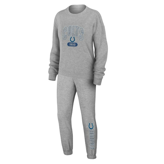 Women's WEAR by Erin Andrews Heather Gray Indianapolis Colts Knit Long Sleeve Tri-Blend T-Shirt & Pants Sleep Set