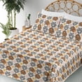thumbnail image 3 of Ambesonne Tiger Fitted & Flat Sheet with Shams 4 Pcs Set, Exotic Wild Heads Geometric, Calking, Ivory Orange Rose, 3 of 5