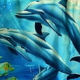 thumbnail image 6 of Orinice Dolphins Underwater Round Table Cover Stain Resistant Washable Indoor Outdoor Tablecloth Kitchen Dining Wedding Parties Picnic Farmhouse 100% Polyester Fiber 46-50, 6 of 8