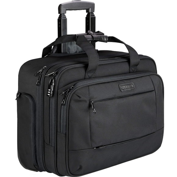 KROSER Sac pour Ordinateur Portable Roulant pour Hommes et Femmes, Mallette à Roulettes pour Ordinateur Portable Roulant pour Affaires Convient aux Ordinateurs Portables jusqu'à 17,3 Pouces, Ordinateur à Roulettes Hydrofuge