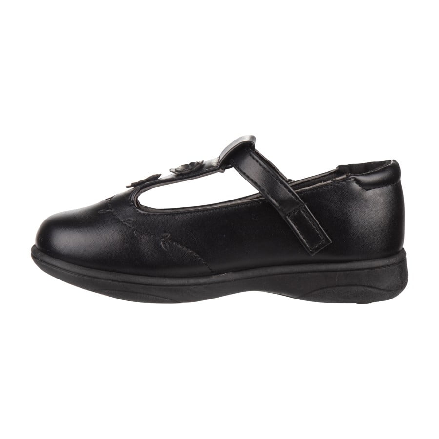 Petalia Girls' Faux Leather Details T-Strap Hook and Loop School Shoes. (Little Kids)