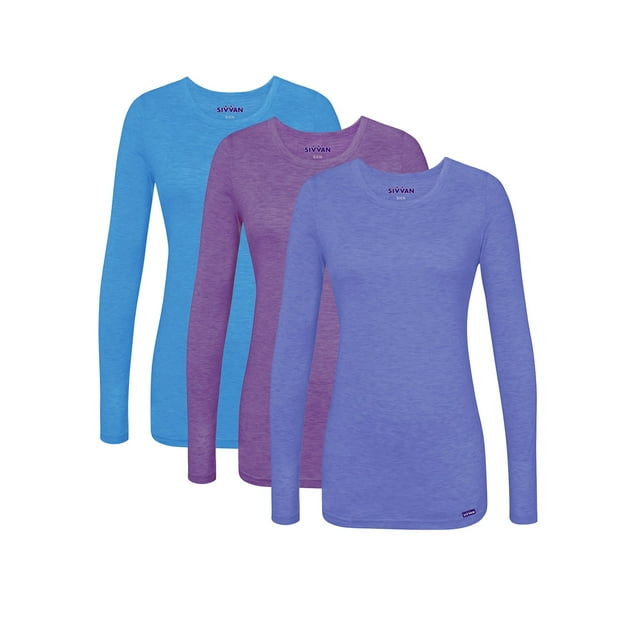 Sivvan Lot de 3 T-Shirts à Manches Longues Confortables pour Femmes Multicolores / sous-Vêtements