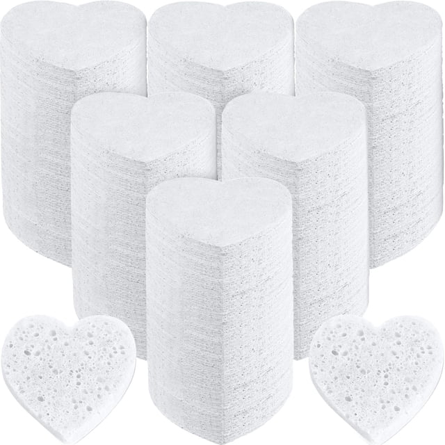 Esponjas faciales Dandat, 300 unidades, en forma de corazón, para limpieza