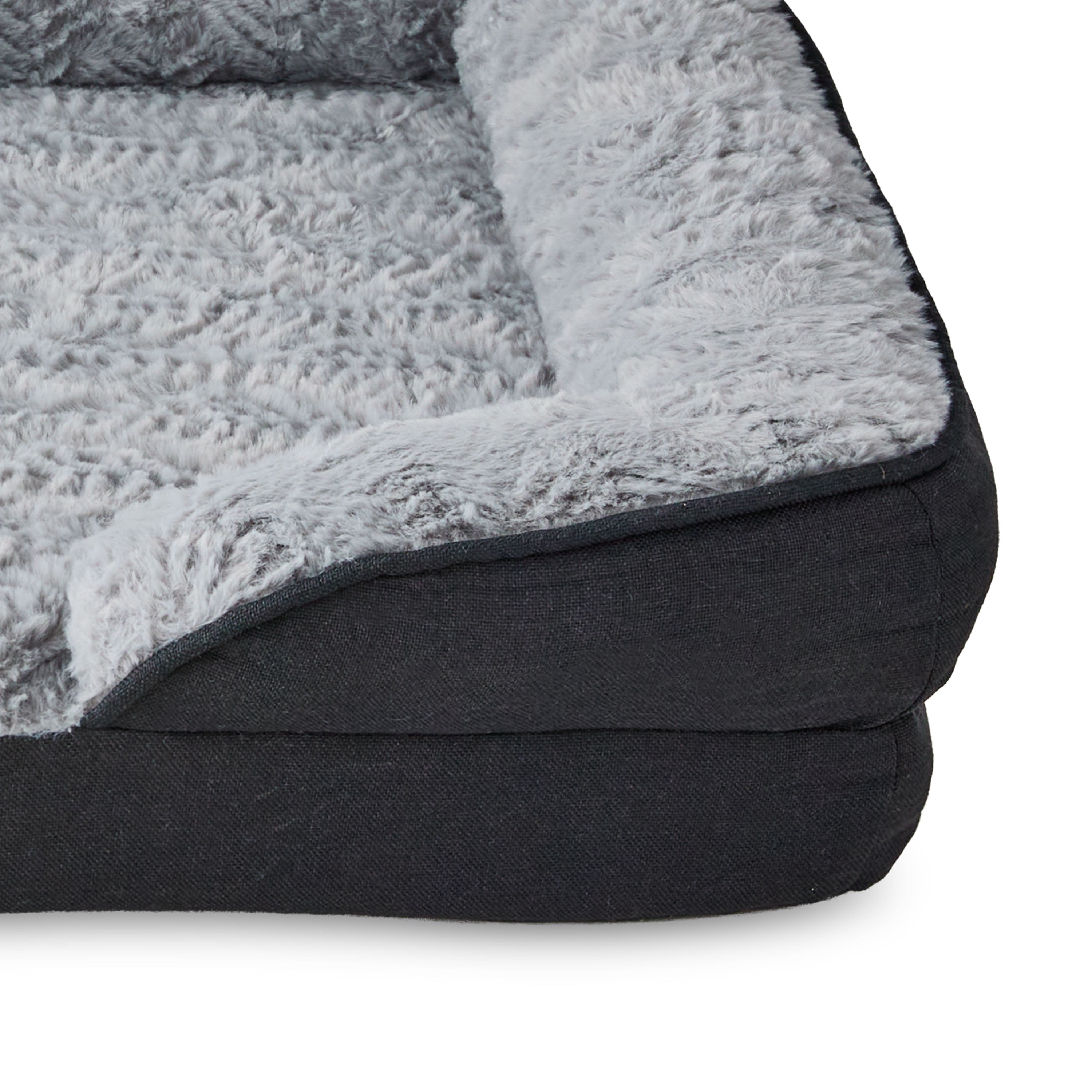Vibrant Life Small Orthopedic Bolster Dog Bed, Black, 23" x 28"