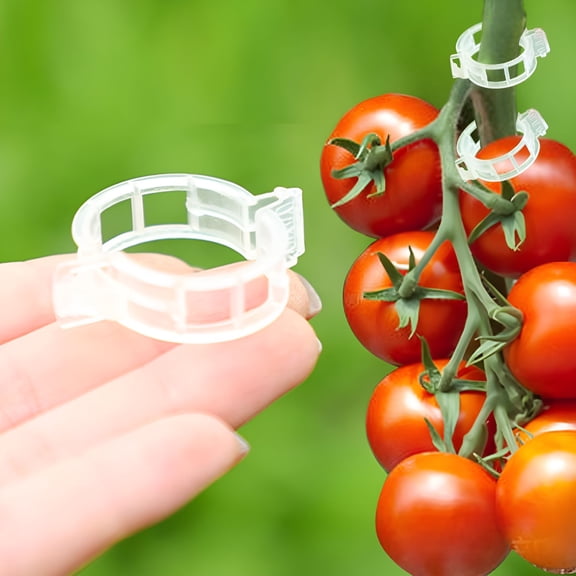 XIBUFE 150pcs Plant Support Clips - Tomato Clips for String Trellis, Grape Vine Clips for Garden Netting Climbing Plants, Secured Plastic Plant Clip for Fixing Stem and Vine
