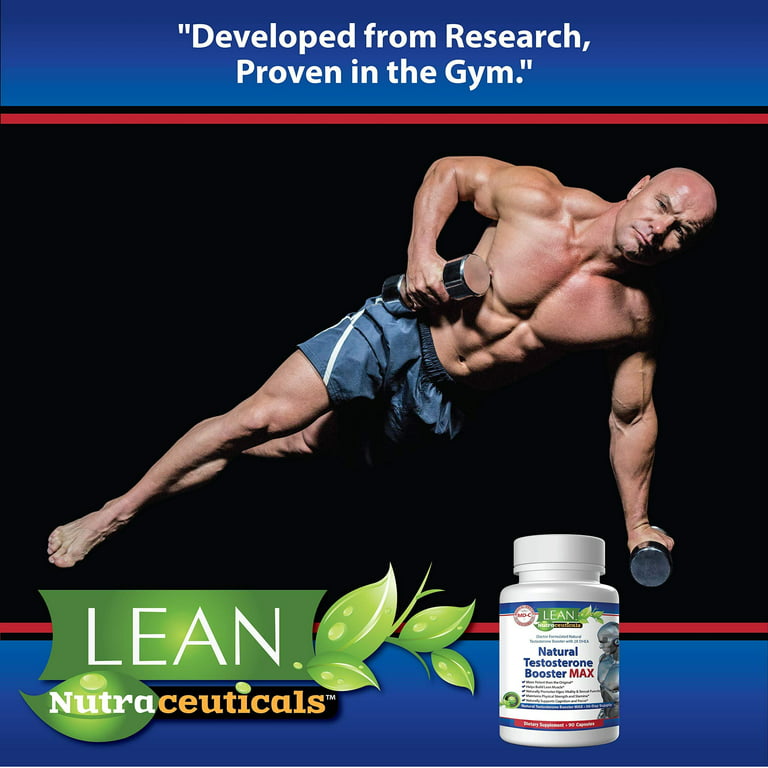 Natural Testosterone Booster for Men MAX / Naturally Boost Stamina,  Endurance and Strength (90 Caps) by Lean Nutraceuticals 