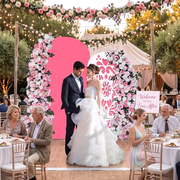 2 Pcs Pink Arch Backdrop Cover for 6ft and 7.2ft Frame, Stretch Spandex Double Sided Fitted Party Arch Covers for Wedding, Birthday Shower Photo Booth Decor