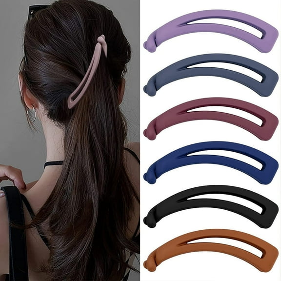 Yoyauz 6PCS Banana Vertical Hair Barrettes Large Hair Clips for Women Thick Hair Automatic Clasp Clamp Pins Nonslip Grip Ponytail Holders, Stylish Hair Accessories