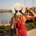 thumbnail image 5 of 54-58 cm sombrero circunferencia sombrero femenino verano al aire libre playa grandes aleros protector solar sombrilla sombrero de paja pajarita plegable, 5 of 5