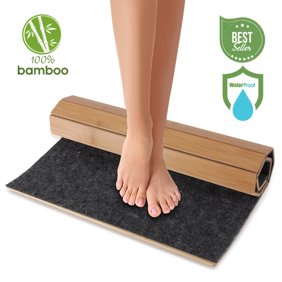Topcobe Bamboo Bath Mat Floor Rug Waterproof And Weather