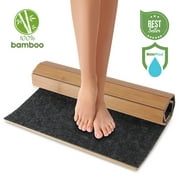 SereneLife SLFBMT20 - Bamboo Floor Rug Bath Mat - Waterproof Bathroom Shower Mat Carpet